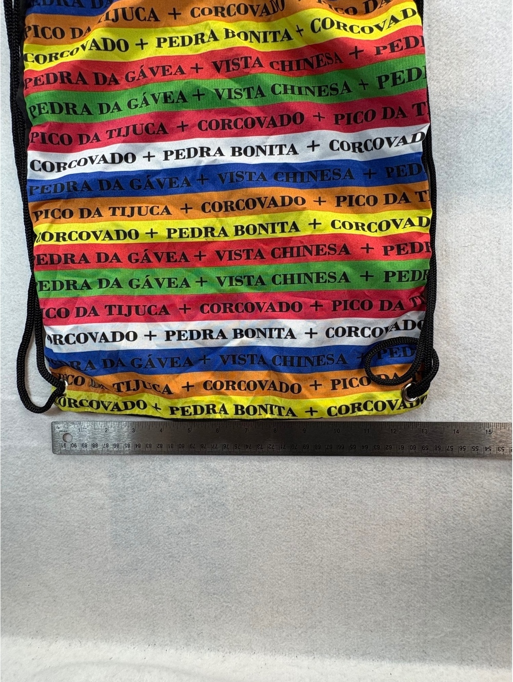 Colorful Drawstring Backpack with Rio de Janeiro Landmarks Print - Picture 3 of 4